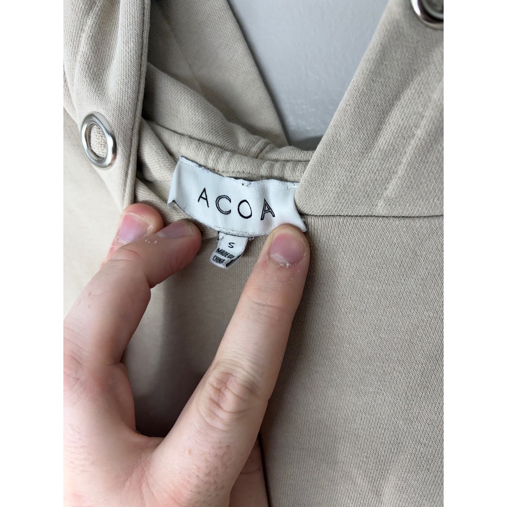 ACOA Mens Tan Raglan Sleeve Longline Hoodie Sweatshirt Small Sand